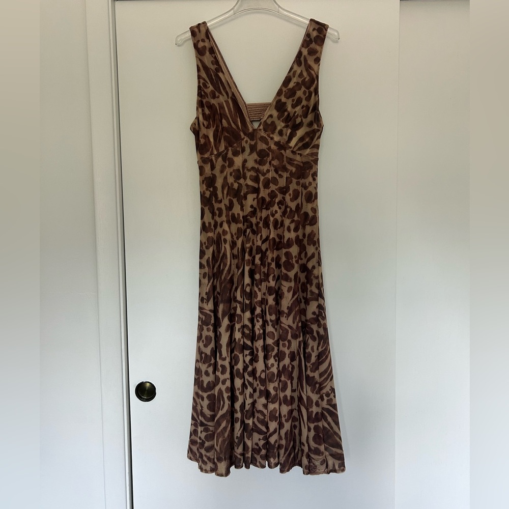 Leopard Print V-Neck Midi Dress